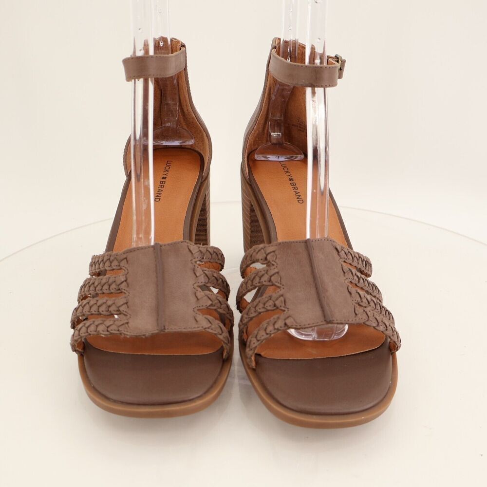Lucky Brand Tasmina Women's Leather Ankle Strap Block Heel Brown Size 11M - Picture 2 of 11